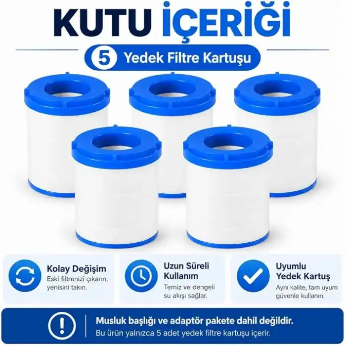 SOGUD 5li Yedek Filtre Kartuşu - Filtreli Musluk Başlığı ile Uyumlu - Tortu ve Kaba Partikülleri Azaltmaya Yardımcı - Kolay Değiştirilebilir Su Filtresi - Mutfak Banyo Lavabo Kullanımı