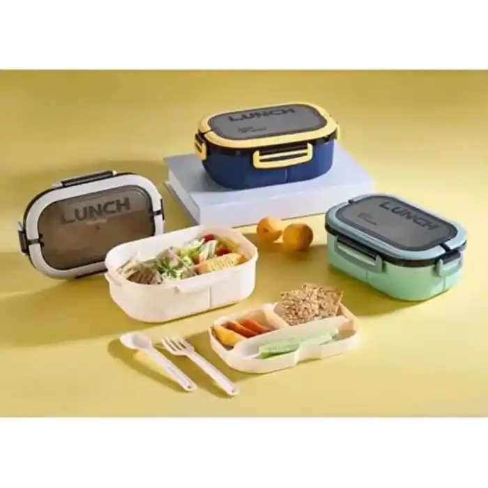 Jouis Beslenme Kutusu 1200 ml 2 Katlı 6 Bölmeli BPAsız PP Plastik Sefer Tası ve Beslenme Çantası - Lunch Box, ÇATAL KAŞIK ve BIÇAK Dahil Okul Beslenme (Yeşil)