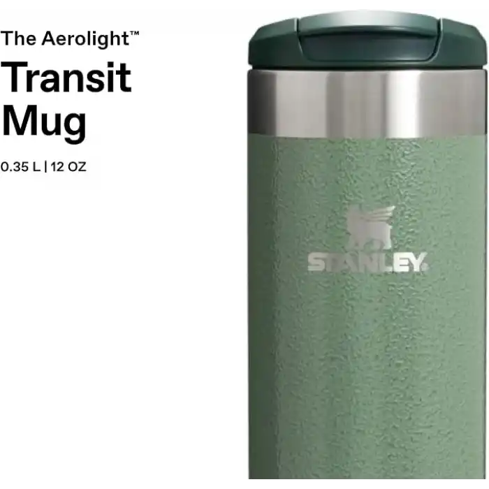 Stanley The Aerolight Transit Mug Termos Bardak, Yeşil (Hammertone Green), 0.35 Litre