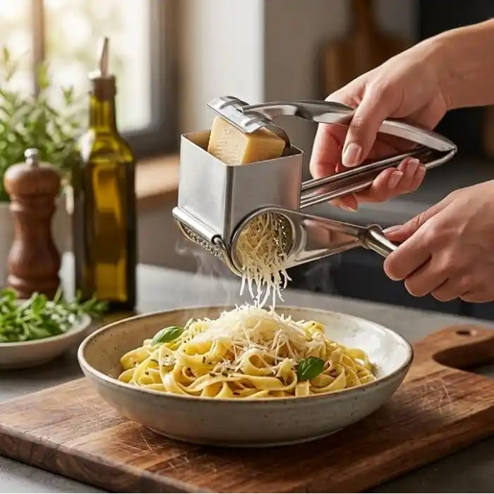 Deconox Paslanmaz Çelik Kollu Peynir Rendesi, El Tipi Manuel Peynir Rendeleme Aparatı, Parmesan Kaşar Makarna ve Salata İçin Mutfak Rendesi
