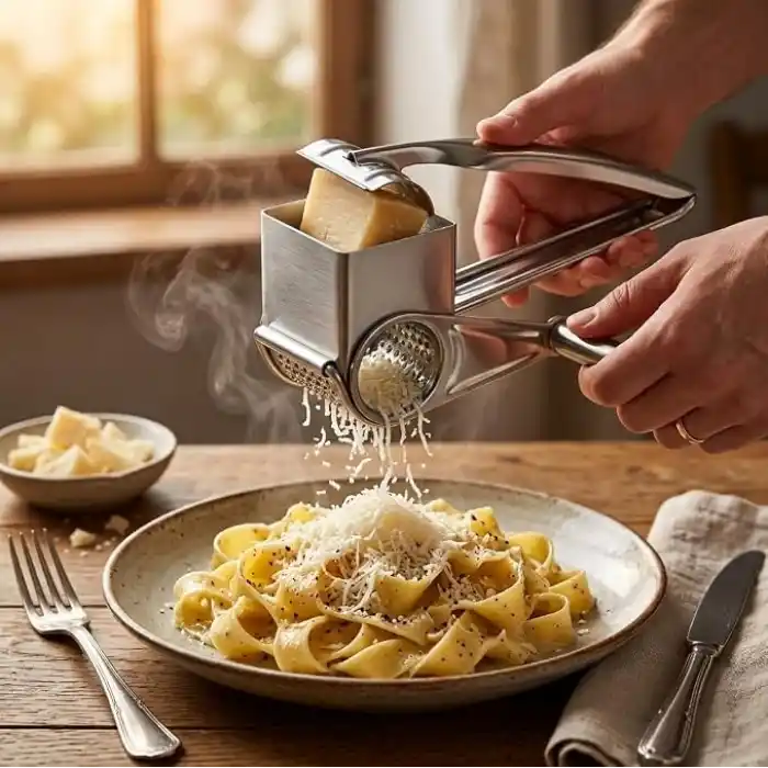 Deconox Paslanmaz Çelik Kollu Peynir Rendesi, El Tipi Manuel Peynir Rendeleme Aparatı, Parmesan Kaşar Makarna ve Salata İçin Mutfak Rendesi