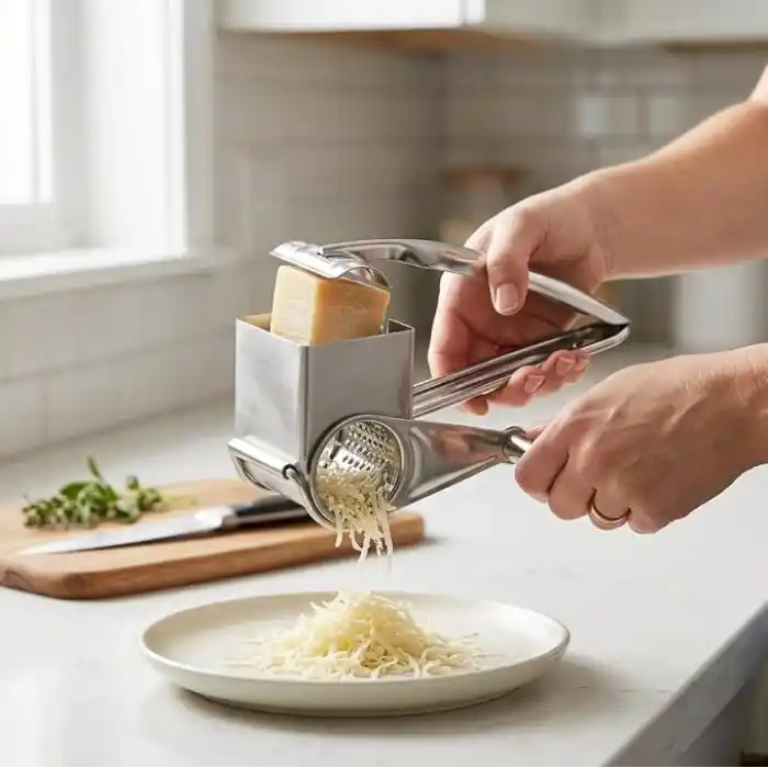 Deconox Paslanmaz Çelik Kollu Peynir Rendesi, El Tipi Manuel Peynir Rendeleme Aparatı, Parmesan Kaşar Makarna ve Salata İçin Mutfak Rendesi