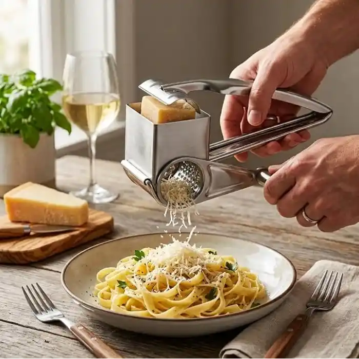 Deconox Paslanmaz Çelik Kollu Peynir Rendesi, El Tipi Manuel Peynir Rendeleme Aparatı, Parmesan Kaşar Makarna ve Salata İçin Mutfak Rendesi