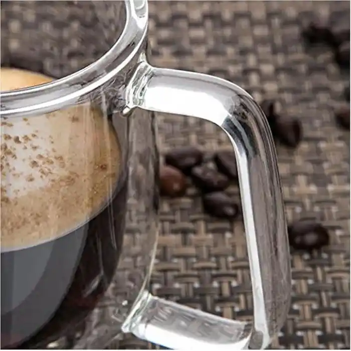 Orret Home 2 Adet 250 ml Çift Cidarlı Borosilikat Cam Kupa Bardak Termisil Isıya Dayanıklı Şeffaf Kahve Çay Latte Espresso Fincanı Cam Bardak Seti