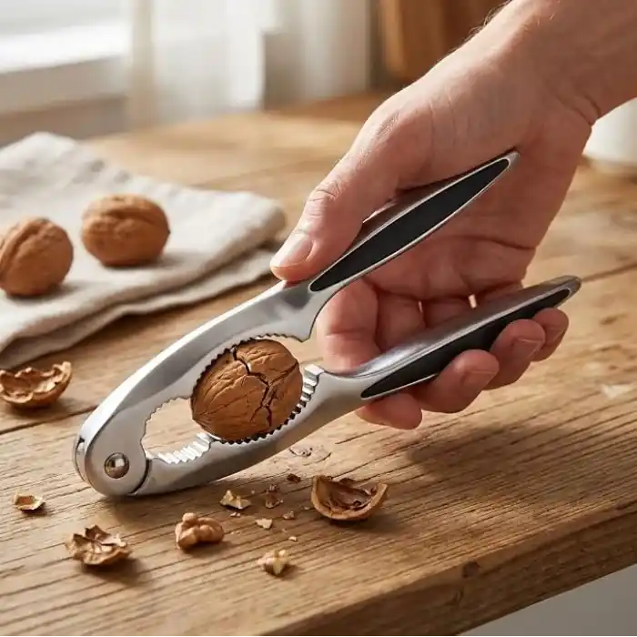 Deconox Paslanmaz Çelik Ceviz Kıracağı, Fındık ve Badem İçin Metal Kabuk Kırma Aparatı, Ergonomik Siyah Tutma Saplı, Kaymaz Kavrama Destekli Mutfak Kıracağı