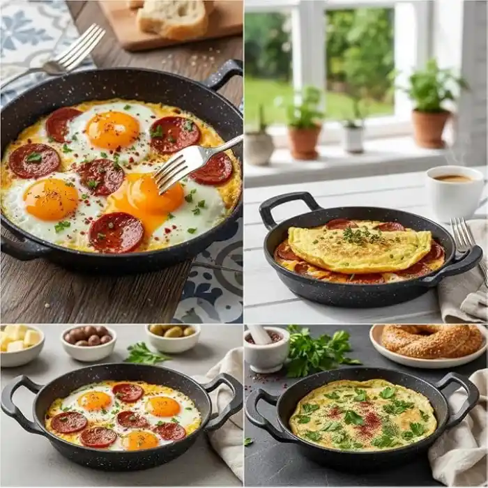 Deconox 2li Granit Alüminyum Döküm Sahan Seti | Yapışmaz Yumurta & Kızartma Tavası | Granit Omlet Tavası (18cm + 20cm) | Eşit Isı Dağılımı ve Dayanıklı (20CM 1 ADET)