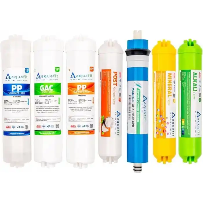 Aquafit Kapalı Kasa Su Arıtma Cihazı İki Tarafı Çubuklu 7li Filtre Seti