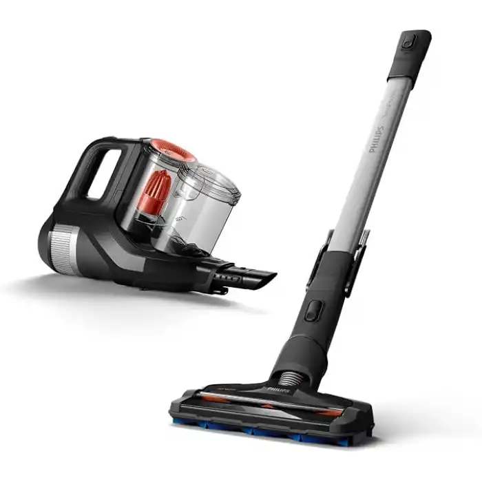 Philips SpeedPro Max Kablosuz Dik Süpürge, 2si 1 arada: Dikey& El Süpürgesi, 360 derece emiş başlığı, 65 dakika çalışma süresi, PowerCyclone 8, Koyu Siyah (XC7040/01)