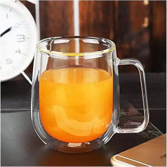 Vicloon Çift Duvar Cam Kupa, Isı Yalıtımlı Bardak Bardak, Saplı 250 ml, Çay Su Bardakları, Kahve, Süt, Cappuccino, Espresso, Şeffaf Bira, 2li Set