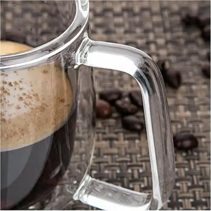 Vicloon Çift Duvar Cam Kupa, Isı Yalıtımlı Bardak Bardak, Saplı 250 ml, Çay Su Bardakları, Kahve, Süt, Cappuccino, Espresso, Şeffaf Bira, 2li Set