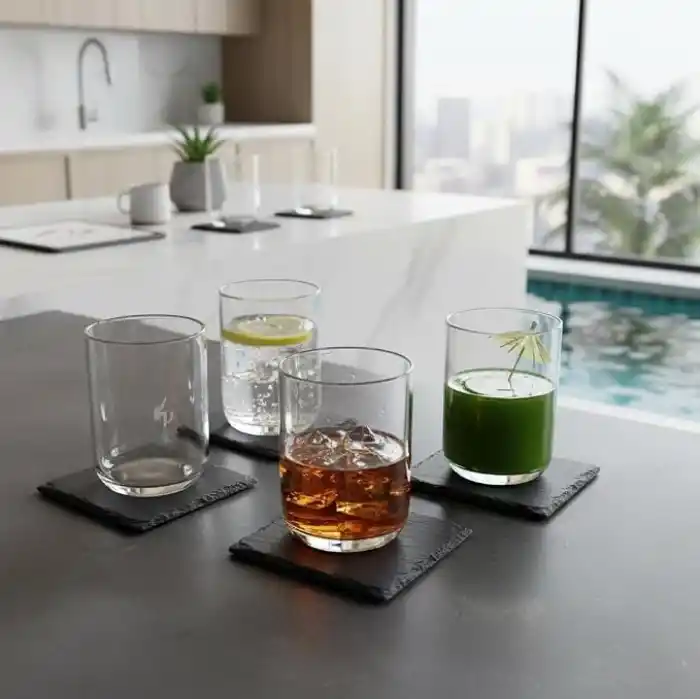 Deconox 4lü Borosilikat Cam Bardak Seti - 290 ml Isıya Dayanıklı Su, Meşrubat ve Kokteyl Bardağı - Kurşunsuz Ekolojik İnce Cam (4 Adet)