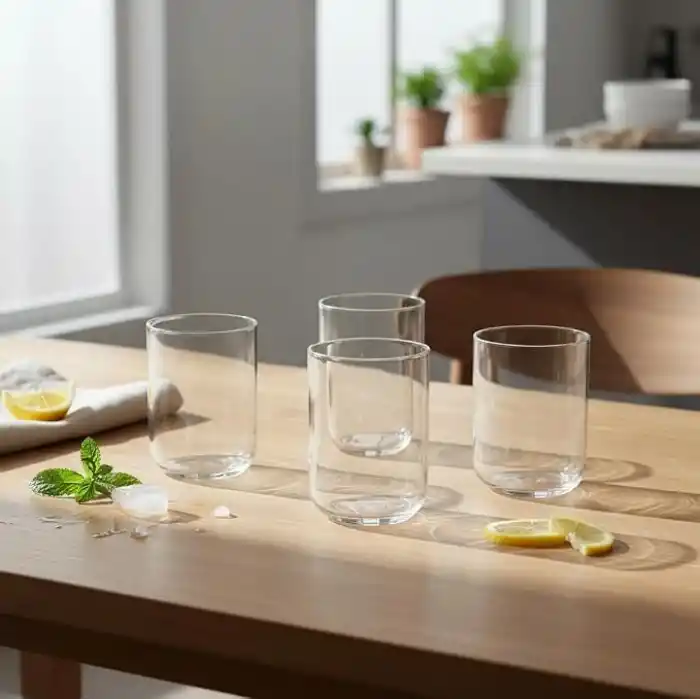 Deconox 4lü Borosilikat Cam Bardak Seti - 290 ml Isıya Dayanıklı Su, Meşrubat ve Kokteyl Bardağı - Kurşunsuz Ekolojik İnce Cam (4 Adet)