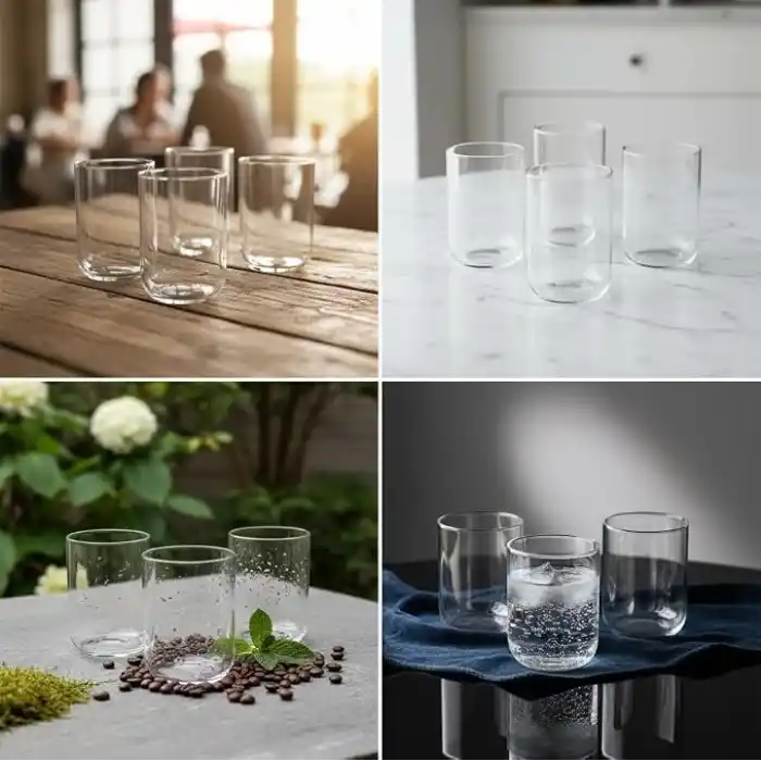 Deconox 4lü Borosilikat Cam Bardak Seti - 290 ml Isıya Dayanıklı Su, Meşrubat ve Kokteyl Bardağı - Kurşunsuz Ekolojik İnce Cam (4 Adet)