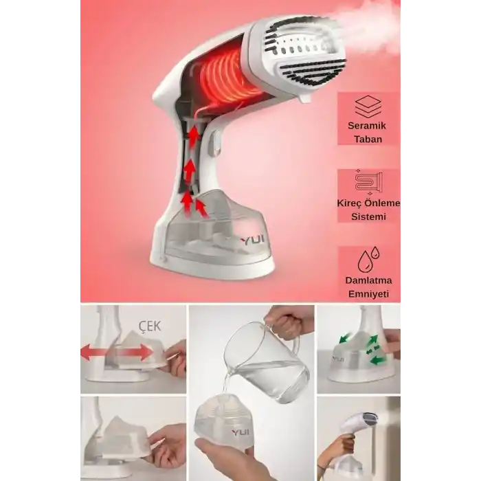 Yui Y4001 1400W 230 Ml Su Hazneli Portatif Buharlı Kırışık Giderici Dikey Ütü
