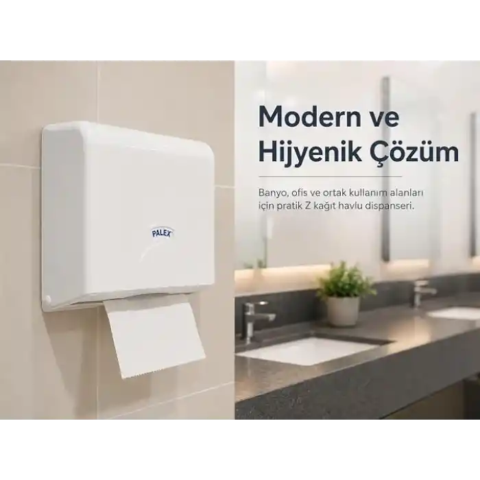 Alper Banyo Z-Fold Kağıt Havlu Dispenseri, Beyaz Plastik Duvara Monte Z Katlı Kağıt Havlu Aparatı, Banyo Ofis WC ve Ortak Kullanım Alanları İçin Hijyenik Kağıt Havluluk 25 x 21 x 10 cm