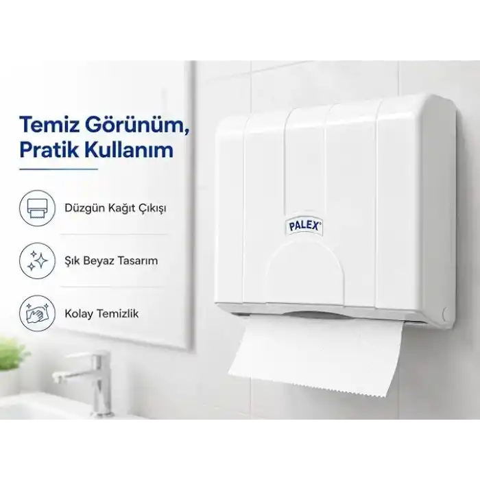 Alper Banyo Z-Fold Kağıt Havlu Dispenseri, Beyaz Plastik Duvara Monte Z Katlı Kağıt Havlu Aparatı, Banyo Ofis WC ve Ortak Kullanım Alanları İçin Hijyenik Kağıt Havluluk 25 x 21 x 10 cm