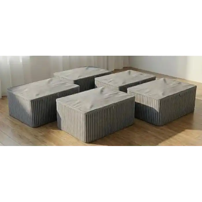 Orret Home 6 Adet Baza Altı Bez Hurç 64x45x22 cm, Boy Çizgili Saklama Hurcu, Yorgan Battaniye Organizer, Çeyiz Bohçası ve Dolap İçi Düzenleyici