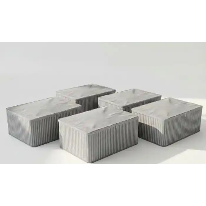 Orret Home 6 Adet Baza Altı Bez Hurç 64x45x22 cm, Boy Çizgili Saklama Hurcu, Yorgan Battaniye Organizer, Çeyiz Bohçası ve Dolap İçi Düzenleyici