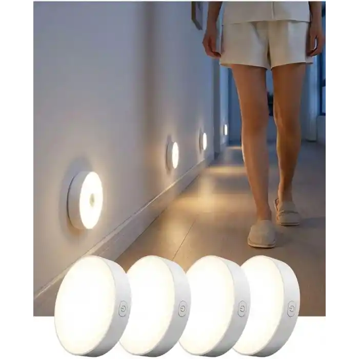 ARVALE 4’lü Hareket Sensörlü Şarjlı Led Lamba – Beyaz Işık | USB Type-C, Mıknatıslı