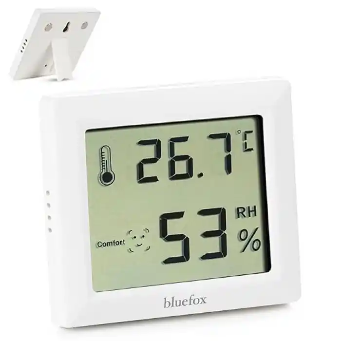 Bluefox Dijital Oda Termometresi ve Nem Ölçer – LCD Ekranlı, Kompakt Higrometre, İç Mekan Sıcaklık ve Nem Takibi, Mıknatıslı & Ayaklı & Duvar Tipi Kullanım – Mutfak, Bebek Odası, Ofis, Sera için Uygun