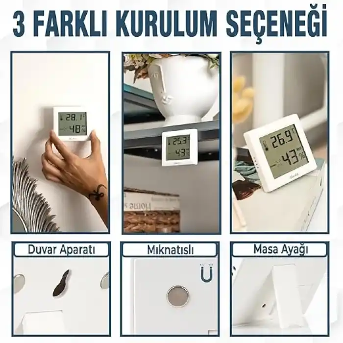 Bluefox Dijital Oda Termometresi ve Nem Ölçer – LCD Ekranlı, Kompakt Higrometre, İç Mekan Sıcaklık ve Nem Takibi, Mıknatıslı & Ayaklı & Duvar Tipi Kullanım – Mutfak, Bebek Odası, Ofis, Sera için Uygun