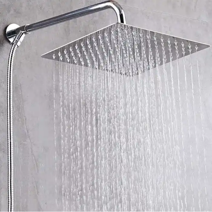 Mayaglory 25x25 cm Kare Paslanmaz Çelik Tepe Duş Başlığı - Kireç Önleyici Silikon Nozullu, Ultra İnce Tasarım, Geniş Yağmur Akışlı Banyo Duş Başlığı, Krom
