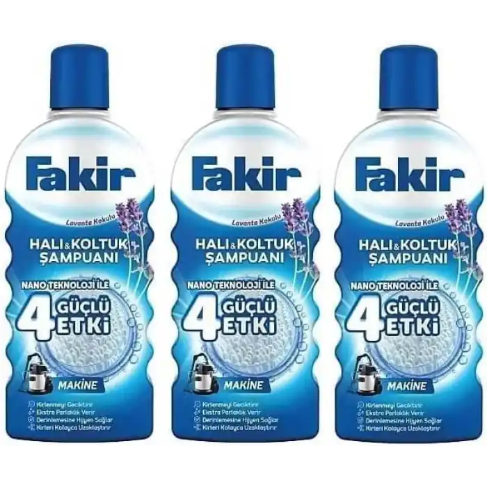 Fakir Halı Şampuanı Lavanta (Makineler için) 1000 ml x 3 Adet