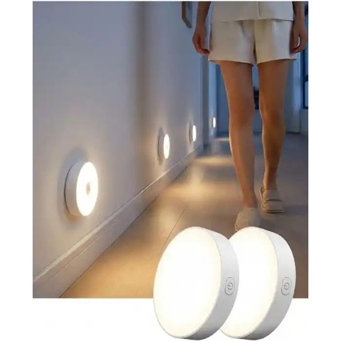 ARVALE Akıllı Sensörlü ve USB Şarjlı LED Lamba, 3 Renk Modlu Kablosuz Dolap İçi Aydınlatma - 2 Adet