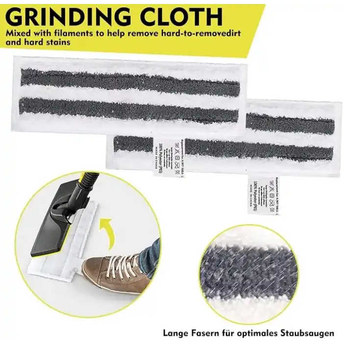 12 adet mikrofiber bez seti, Kärcher buharlı temizleyici aksesuarları EasyFix SC 2, SC 3, SC 4, SC 5 ile uyumlu, makinede yıkanabilir (4 zemin bezi seti + 2 zımpara zemin bezi + 6 el başlığı