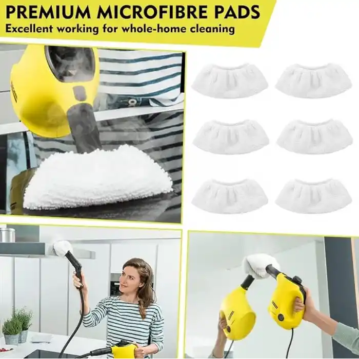 12 adet mikrofiber bez seti, Kärcher buharlı temizleyici aksesuarları EasyFix SC 2, SC 3, SC 4, SC 5 ile uyumlu, makinede yıkanabilir (4 zemin bezi seti + 2 zımpara zemin bezi + 6 el başlığı