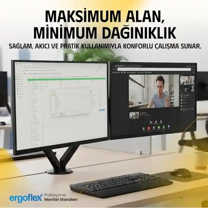 Ergoflex EF X16 Çift Kol 17-32 inch Uyumlu 2-9 kg Amortisörlü Monitör Standı 2026 Versiyon