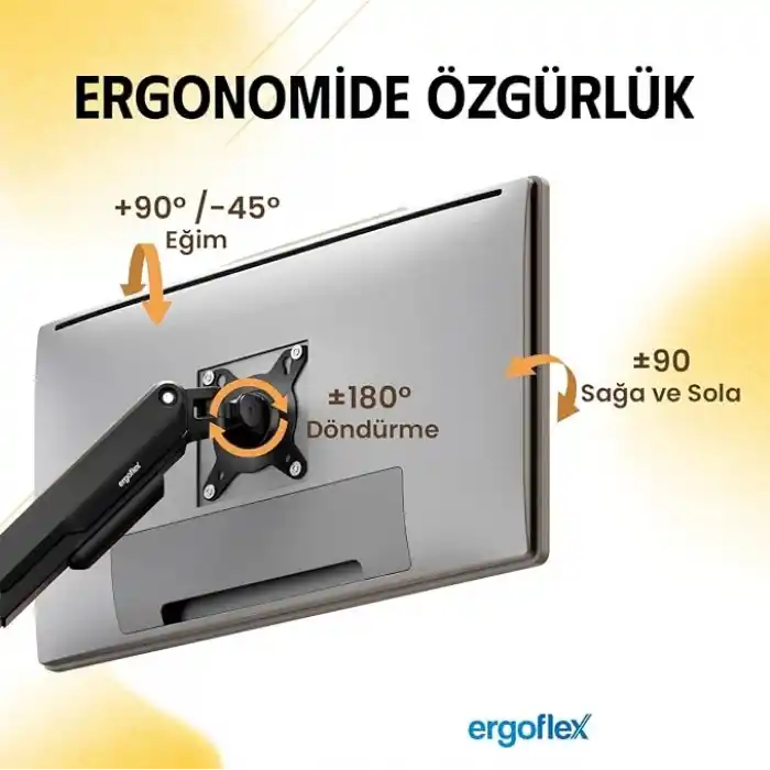 Ergoflex EF X16 Çift Kol 17-32 inch Uyumlu 2-9 kg Amortisörlü Monitör Standı 2026 Versiyon