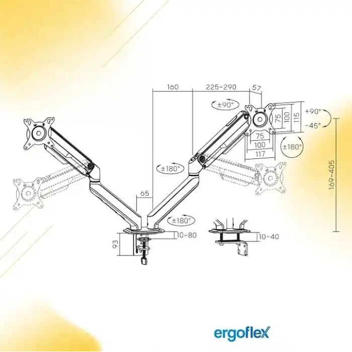 Ergoflex EF X16 Çift Kol 17-32 inch Uyumlu 2-9 kg Amortisörlü Monitör Standı 2026 Versiyon