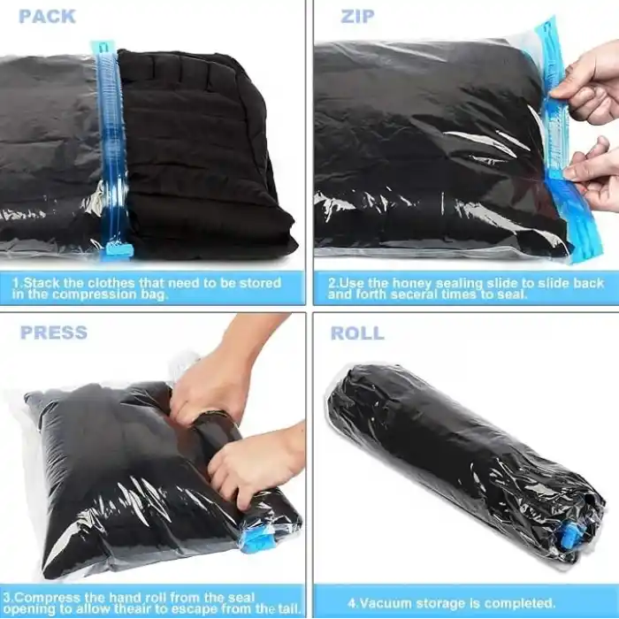 AEE® 3lü Manuel Vakumlu Seyahat Poşeti Hurcu – 50x70 cm, 40x60 cm, 35x50 cm | Sıvı Geçirmez, Küf Toz Haşere Koku Yapmaz | Valiz Düzenleyici Organizer – Pompa Süpürge Gerektirmez