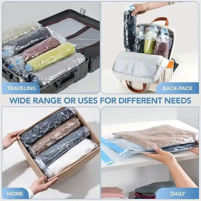 AEE® 3lü Manuel Vakumlu Seyahat Poşeti Hurcu – 50x70 cm, 40x60 cm, 35x50 cm | Sıvı Geçirmez, Küf Toz Haşere Koku Yapmaz | Valiz Düzenleyici Organizer – Pompa Süpürge Gerektirmez