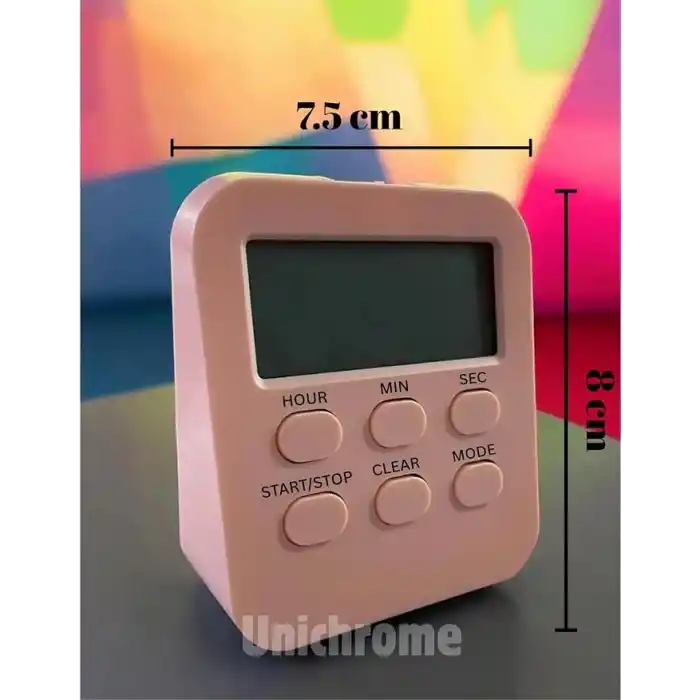 Öğrenci Ders Çalışma Saati Kronometreli Araç Saati Mutfak Bozdolabı Magnet Saat Zamanlayıcı Pembe