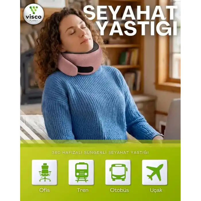 Visco Planet Ortopedik Spiral Seyahat Boyun Yastığı%100 Visco