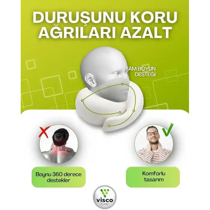 Visco Planet Ortopedik Spiral Seyahat Boyun Yastığı%100 Visco