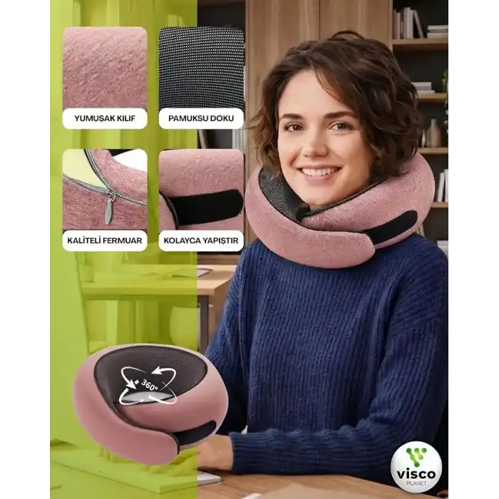 Visco Planet Ortopedik Spiral Seyahat Boyun Yastığı%100 Visco