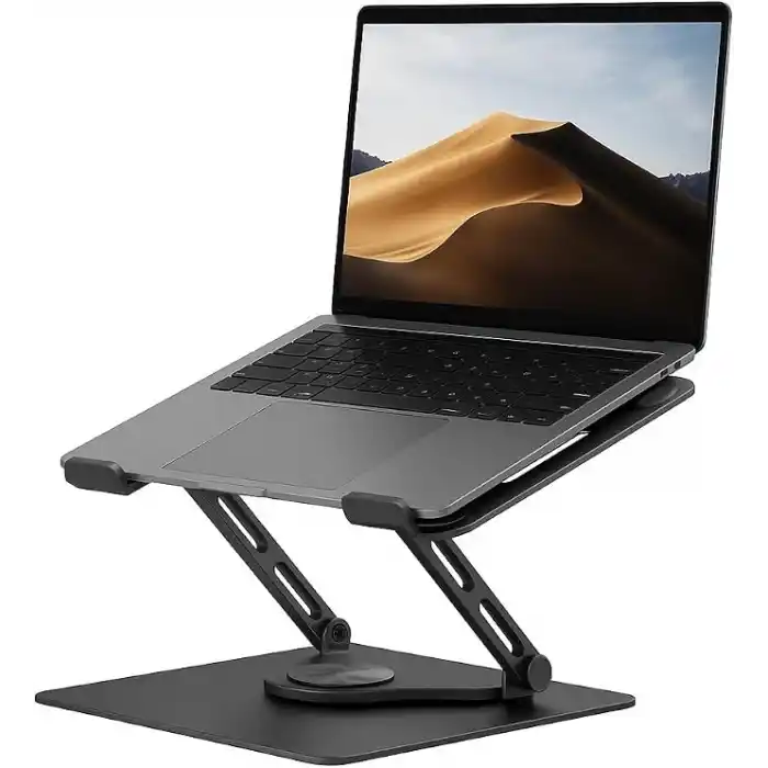 McStorey Katlanabilir Ayarlanabilir Alüminyum Laptop Standı, Taşınabilir Ergonomik Notebook Yükseltici, 6 Kademeli Yükseklik Ayarlı, MacBook Tablet Uyumlu, 10-17 İnç, Siyah