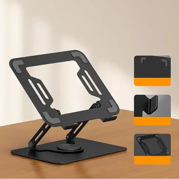McStorey Katlanabilir Ayarlanabilir Alüminyum Laptop Standı, Taşınabilir Ergonomik Notebook Yükseltici, 6 Kademeli Yükseklik Ayarlı, MacBook Tablet Uyumlu, 10-17 İnç, Siyah