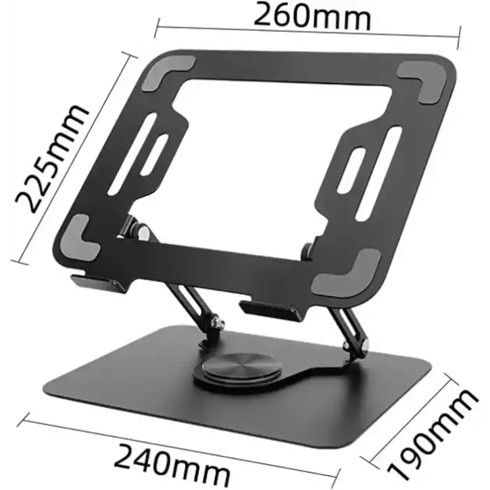 McStorey Katlanabilir Ayarlanabilir Alüminyum Laptop Standı, Taşınabilir Ergonomik Notebook Yükseltici, 6 Kademeli Yükseklik Ayarlı, MacBook Tablet Uyumlu, 10-17 İnç, Siyah