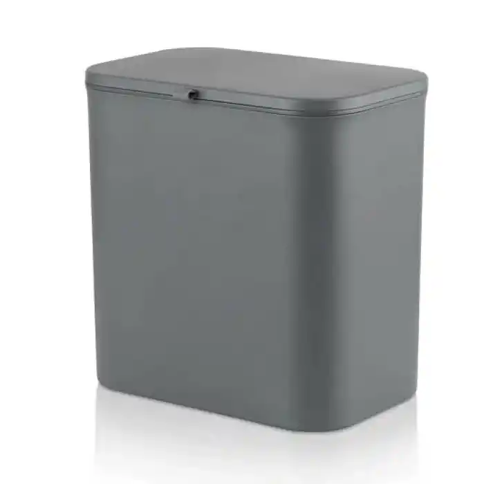Orret Home Dolap Kapağına Asılabilir 15 Litre Çöp Kovası, Duvara Yapıştırılabilir Çift Tarafa Açılabilir Mutfak Çöp Kutusu, Banyo Çöp Kovası, Kapaklı Asma Çöp Kovası Organizer (Gri)