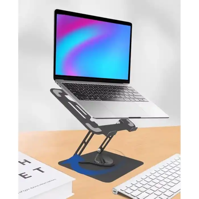 McStorey Katlanabilir Ayarlanabilir Alüminyum Laptop Standı, Taşınabilir Ergonomik Notebook Yükseltici, 6 Kademeli Yükseklik Ayarlı, MacBook Tablet Uyumlu, 10-17 İnç, Siyah