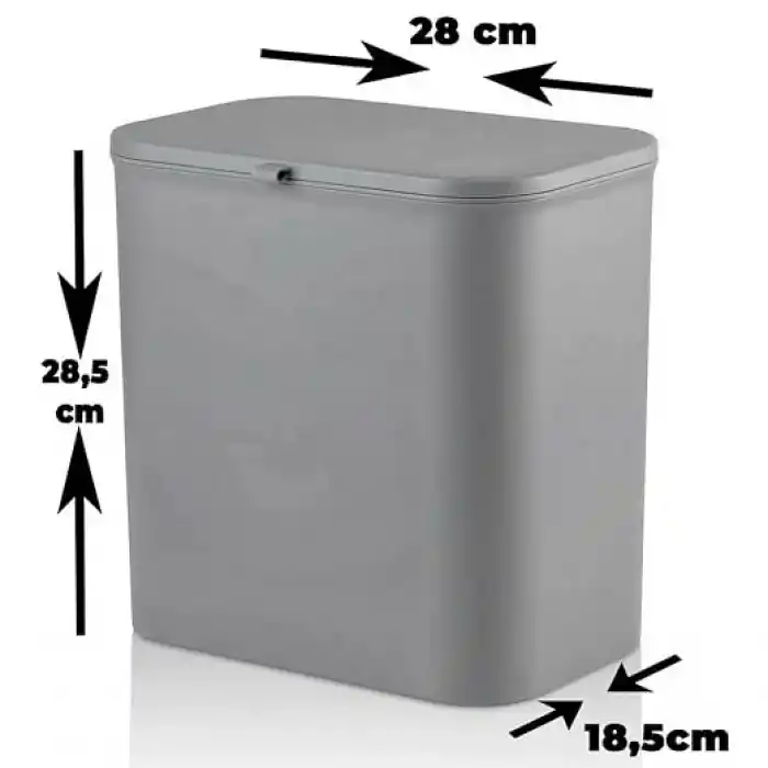 Orret Home Dolap Kapağına Asılabilir 15 Litre Çöp Kovası, Duvara Yapıştırılabilir Çift Tarafa Açılabilir Mutfak Çöp Kutusu, Banyo Çöp Kovası, Kapaklı Asma Çöp Kovası Organizer (Gri)