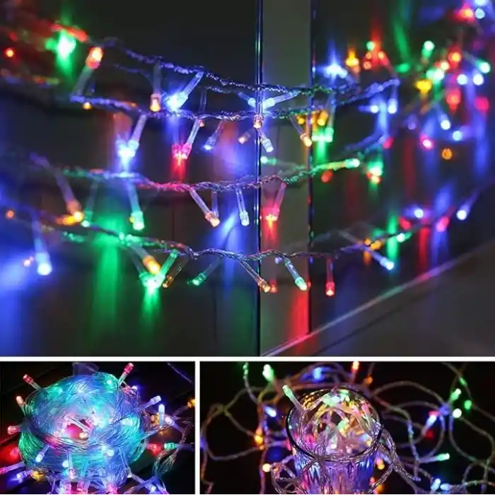 Robeve 10 Metre 100 Ledli Fişli LED Işık RGB Karışık Renk Yılbaşı Led Işık Dekor Lambası Yılbaşı Ağacı Işığı Organizasyon LED Işık Düğün Nişan Kına Organizasyon Işığı Yılbaşı Led Işığı