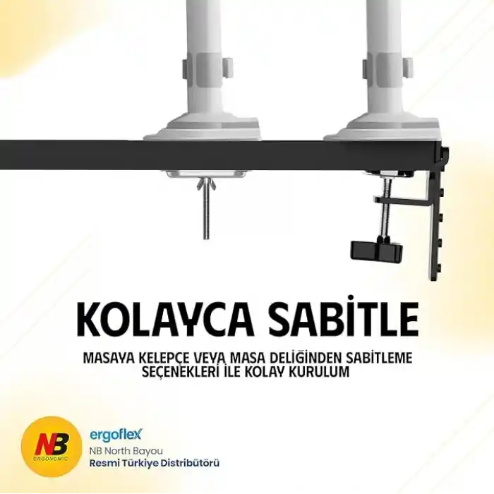 North Bayou NB H100 Ergonomic 17-32 Amortisörlü 2-9 kg Monitör Standı (BEYAZ)