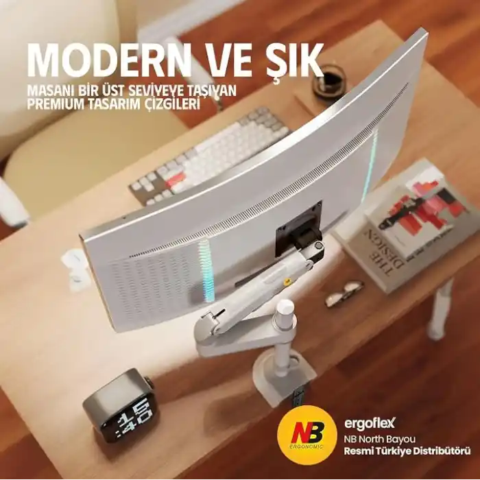 North Bayou NB H100 Ergonomic 17-32 Amortisörlü 2-9 kg Monitör Standı (BEYAZ)