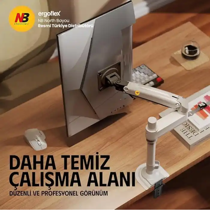 North Bayou NB H100 Ergonomic 17-32 Amortisörlü 2-9 kg Monitör Standı (BEYAZ)