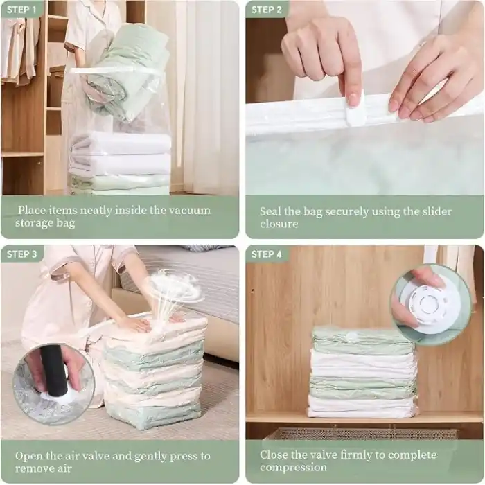 AEE® 2li Jumbo Boy Vakumlu Hurç 90x130x45 Tabanlı Yorgan Yastık Kıyafet Kışlık Büyük Boy Saklama Depolama Poşeti